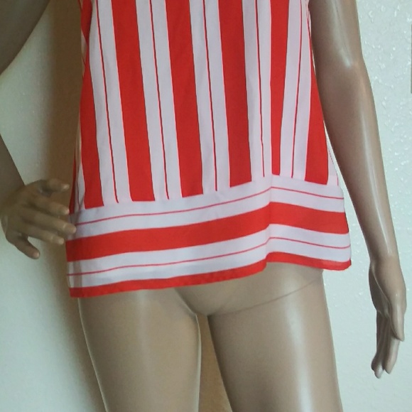 Banana Republic Orange White Striped Tank Top - Picture 2 of 7